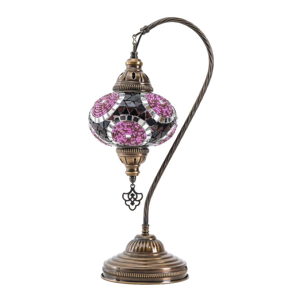 Mozaist Handmade Turkish Mosaic Swan Table Lamp Purple