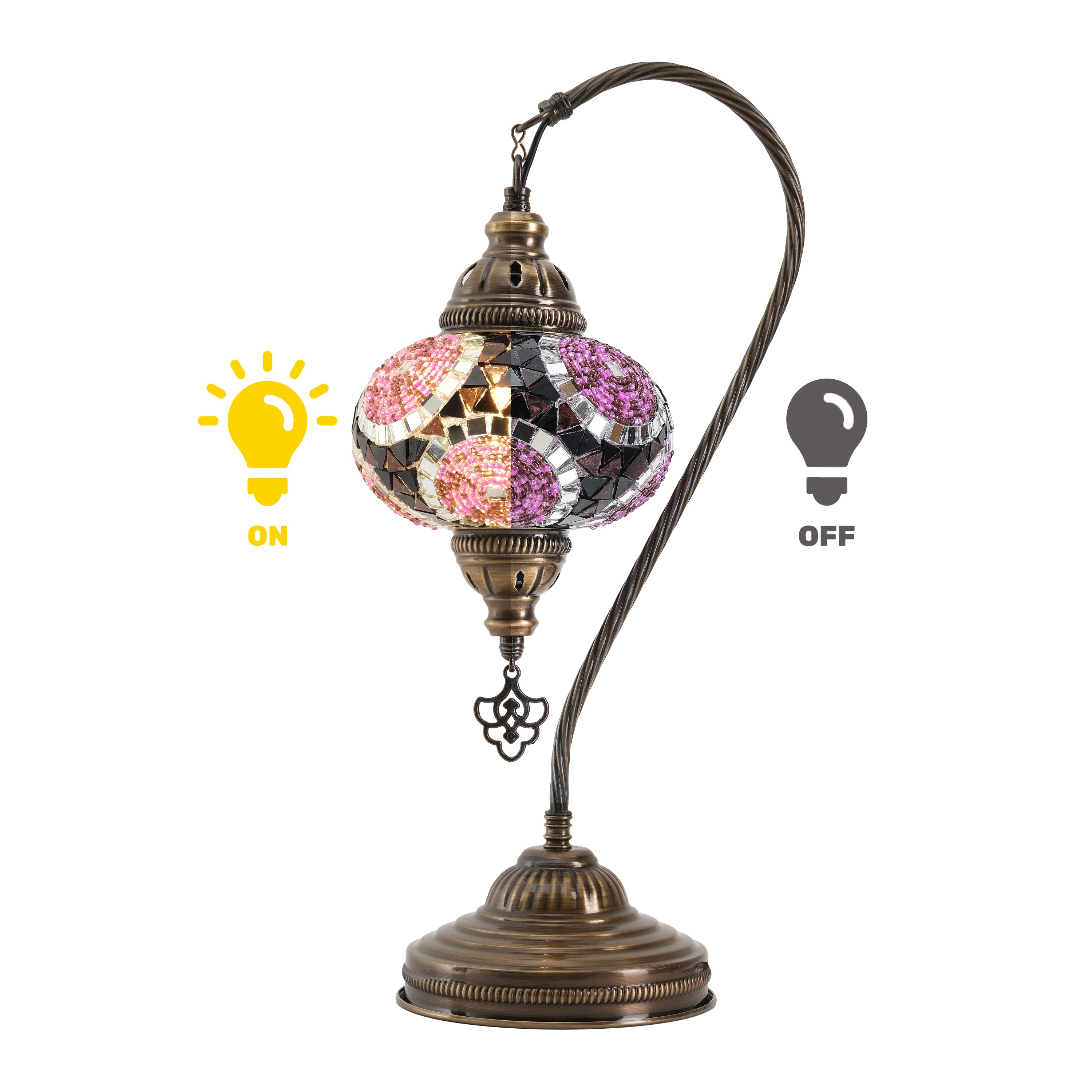 Mozaist Handmade Turkish Mosaic Swan Table Lamp Purple