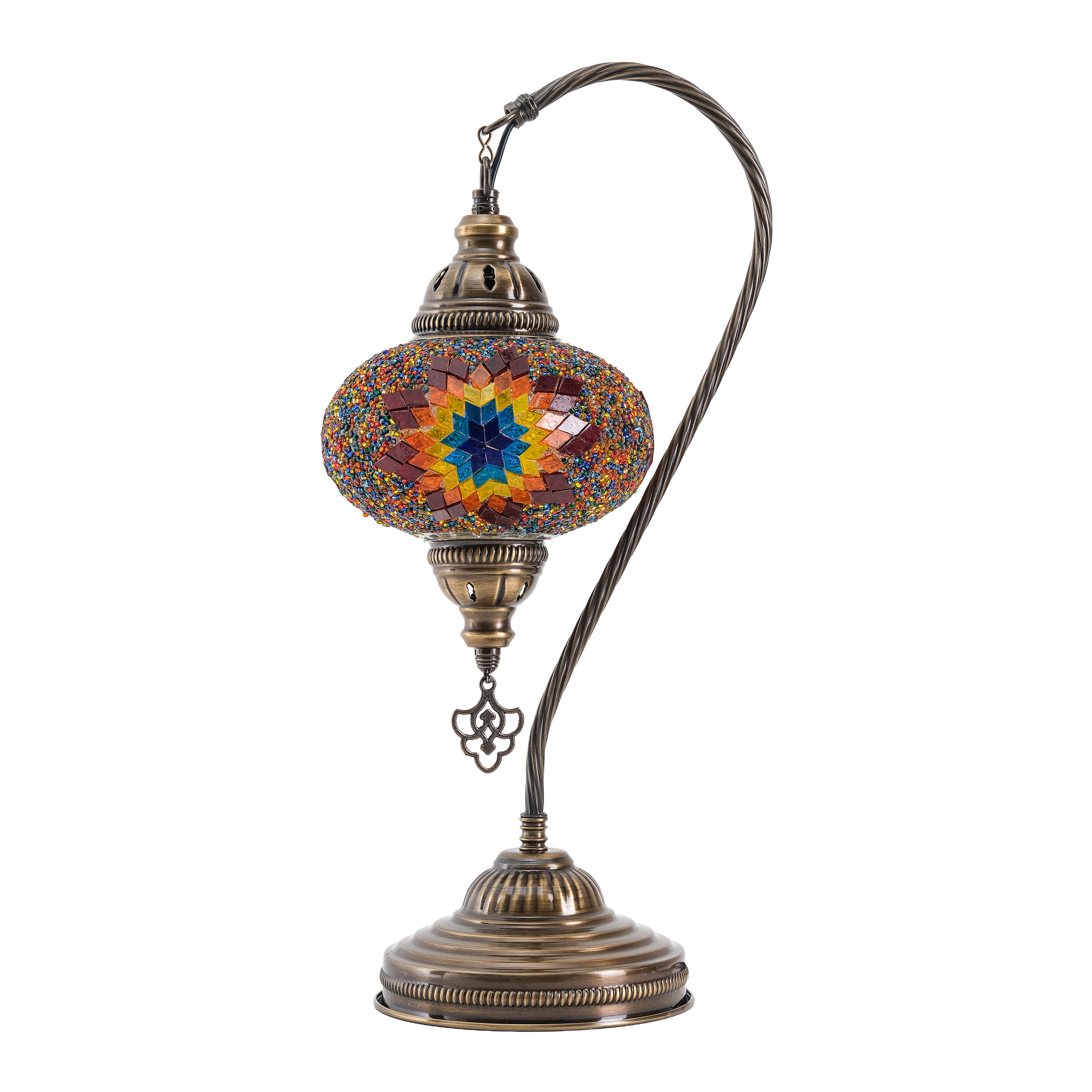 Mozaist Handmade Turkish Mosaic Swan Table Lamp Fire Design