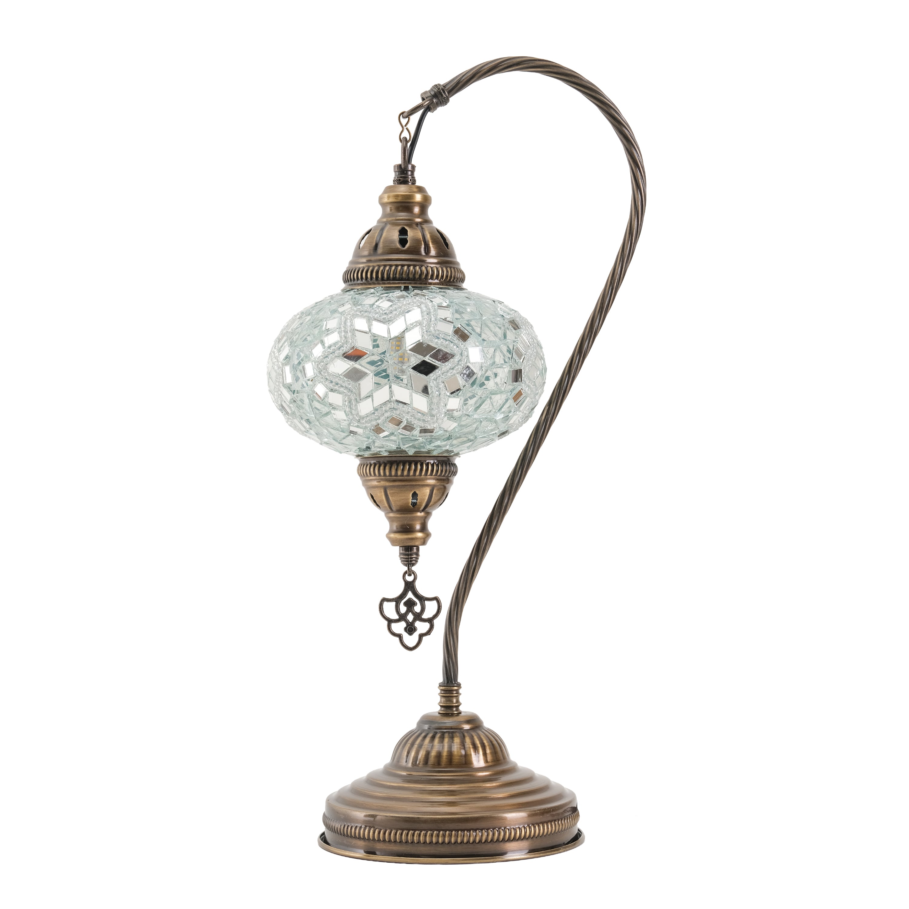 Mozaist Handmade Turkish Mosaic Swan Table Lamp White