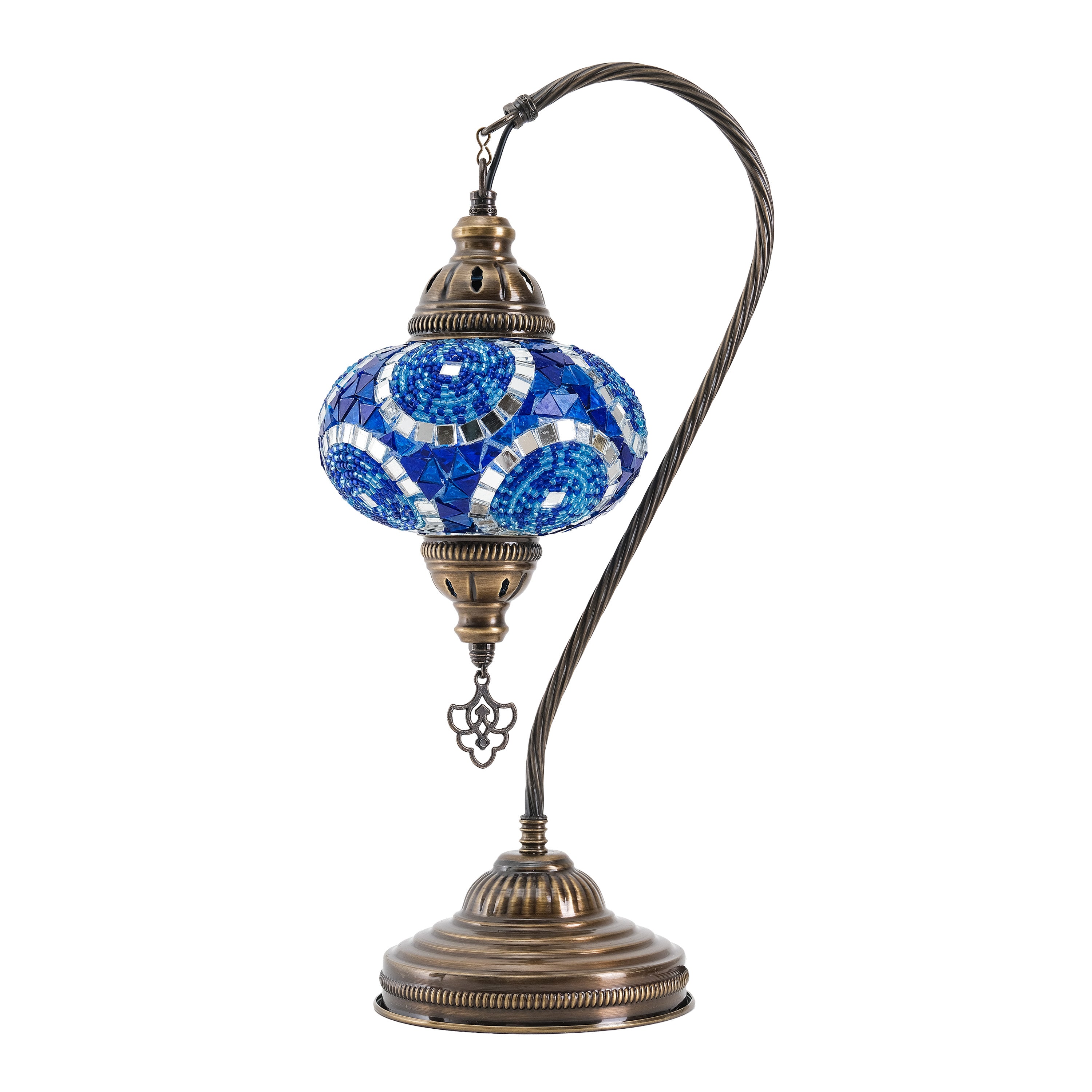 Mozaist Handmade Turkish Mosaic Swan Table Lamp Blue