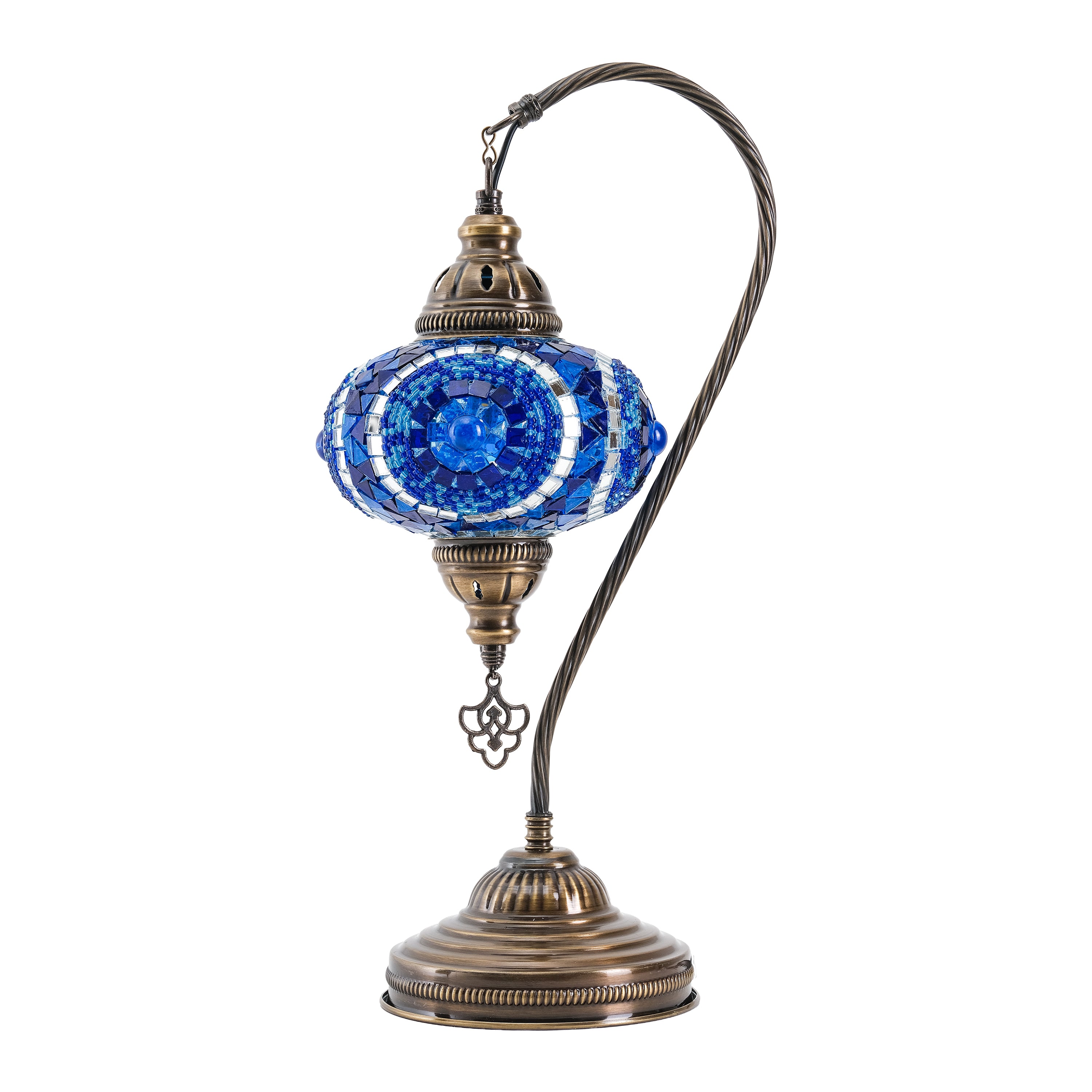 Mozaist Handmade Turkish Mosaic Swan Table Lamp Blue
