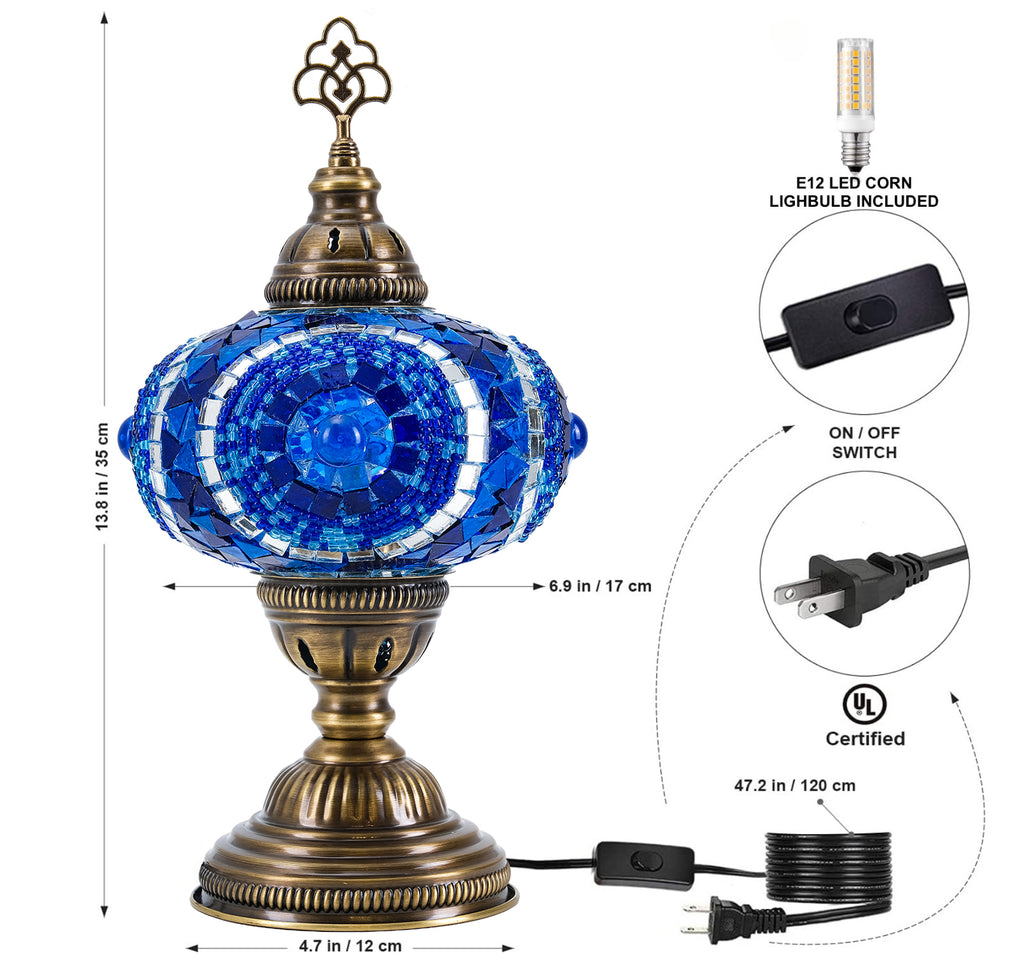 Mozaist Turkish Mosaic Table Lamp Blue