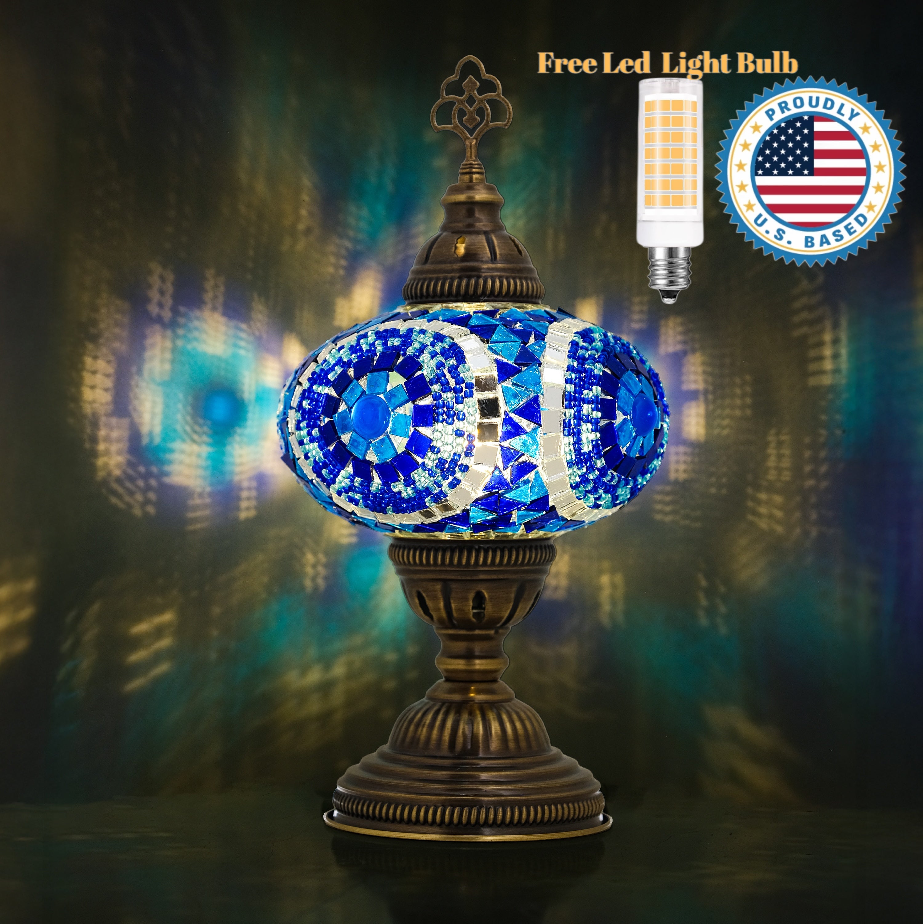 Mozaist Turkish Mosaic Table Lamp Blue