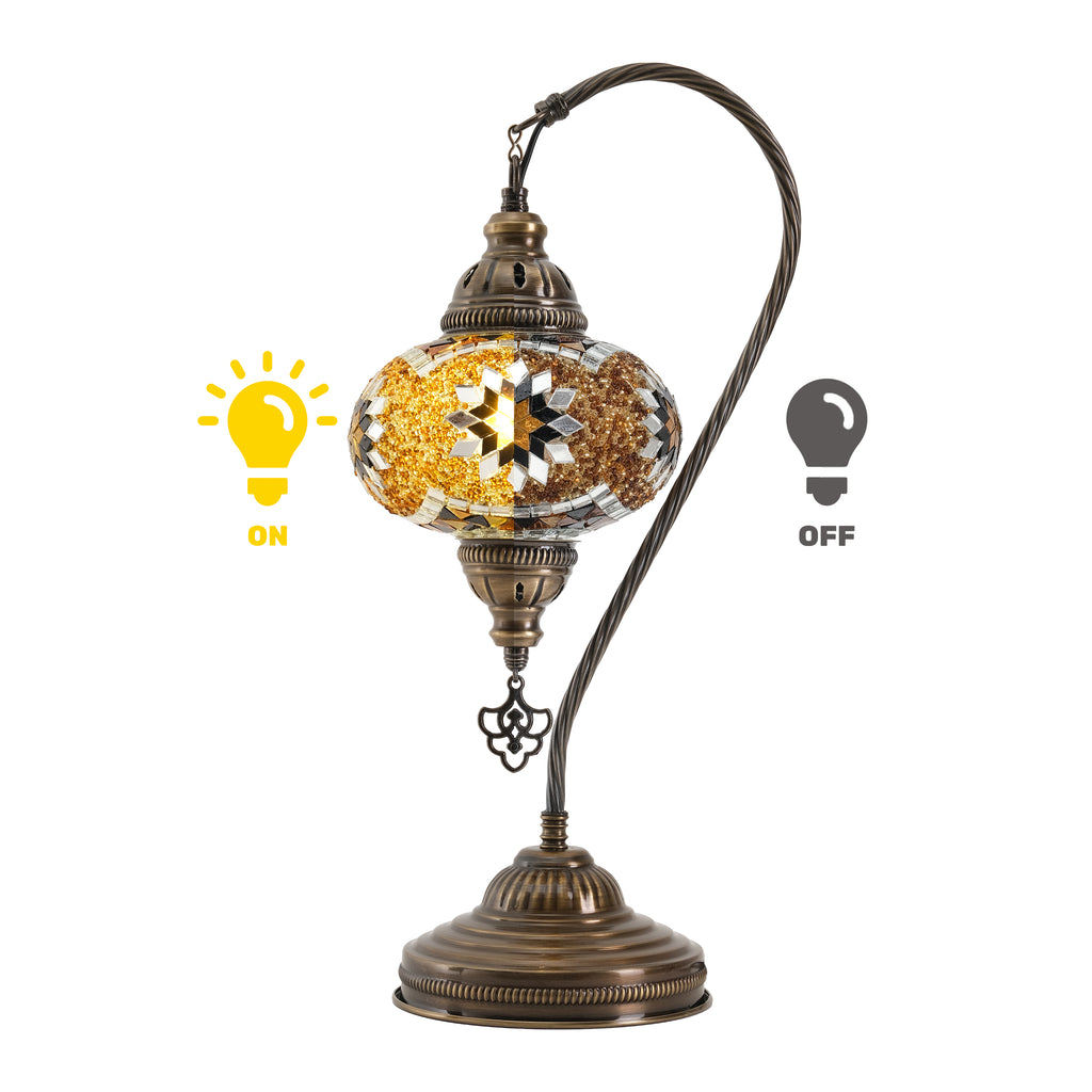 Mozaist Handmade Turkish Mosaic Swan Table Lamp Brown