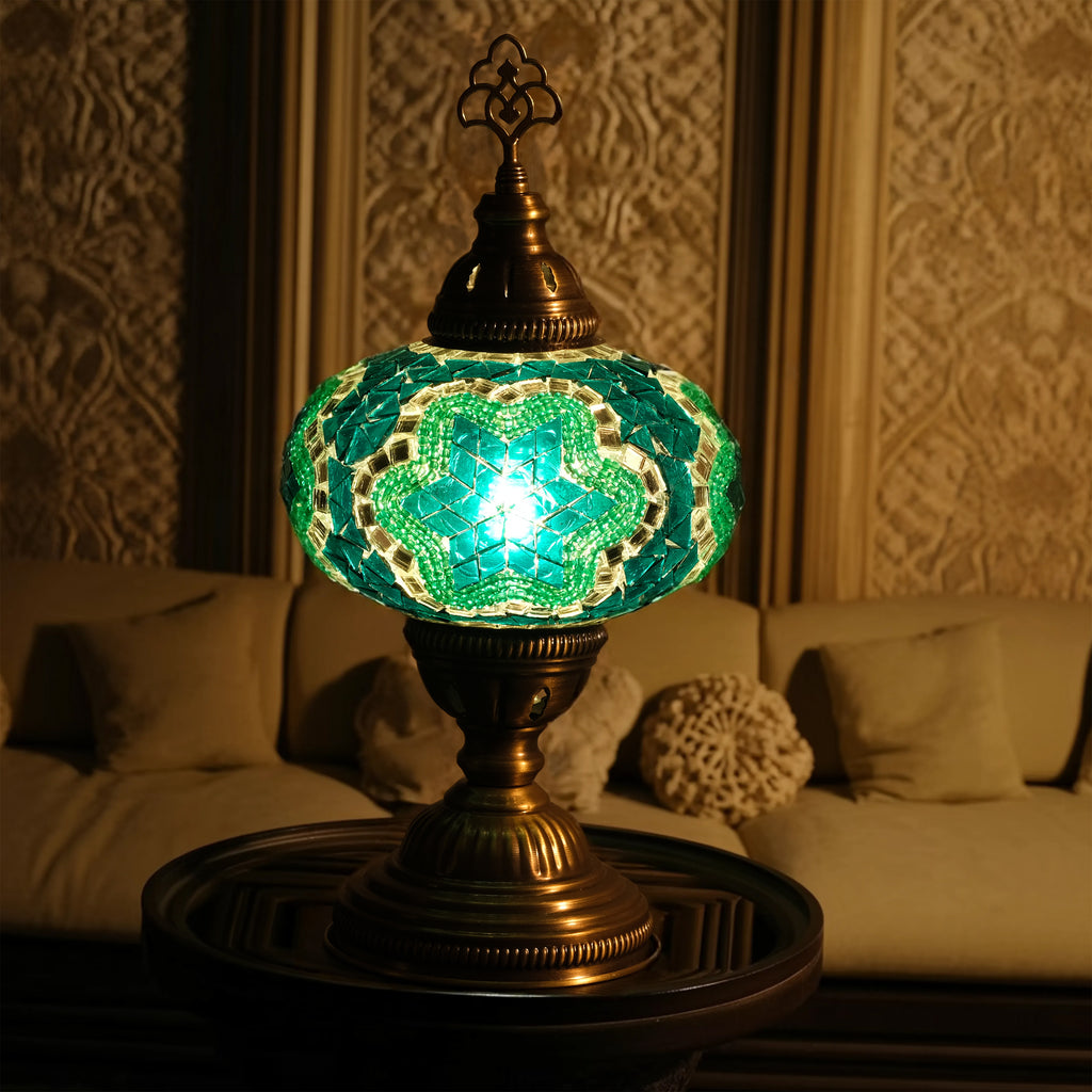 Mozaist Turkish Mosaic Table Lamp Emerald Green