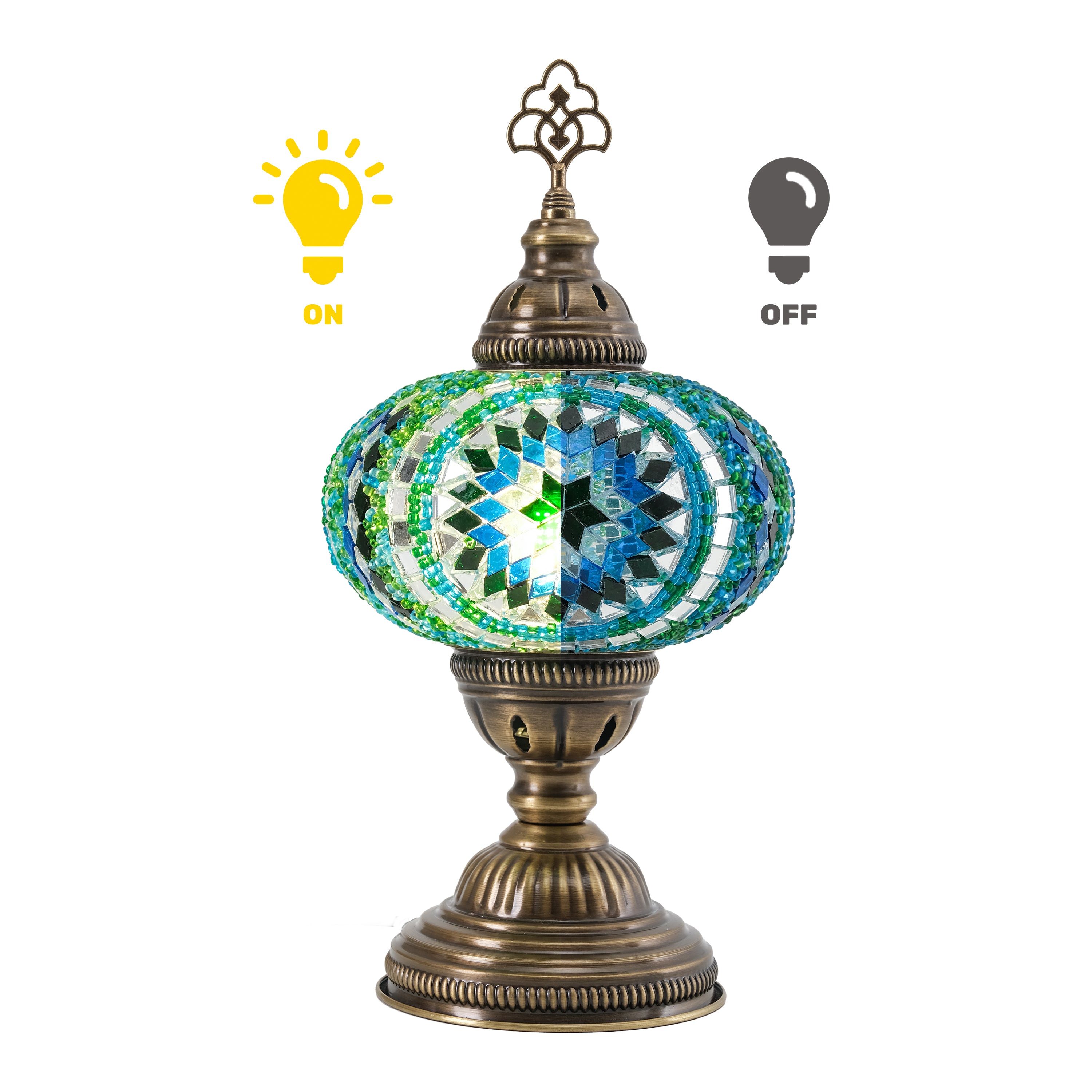Mozaist Turkish Mosaic Table Lamp Teal Green