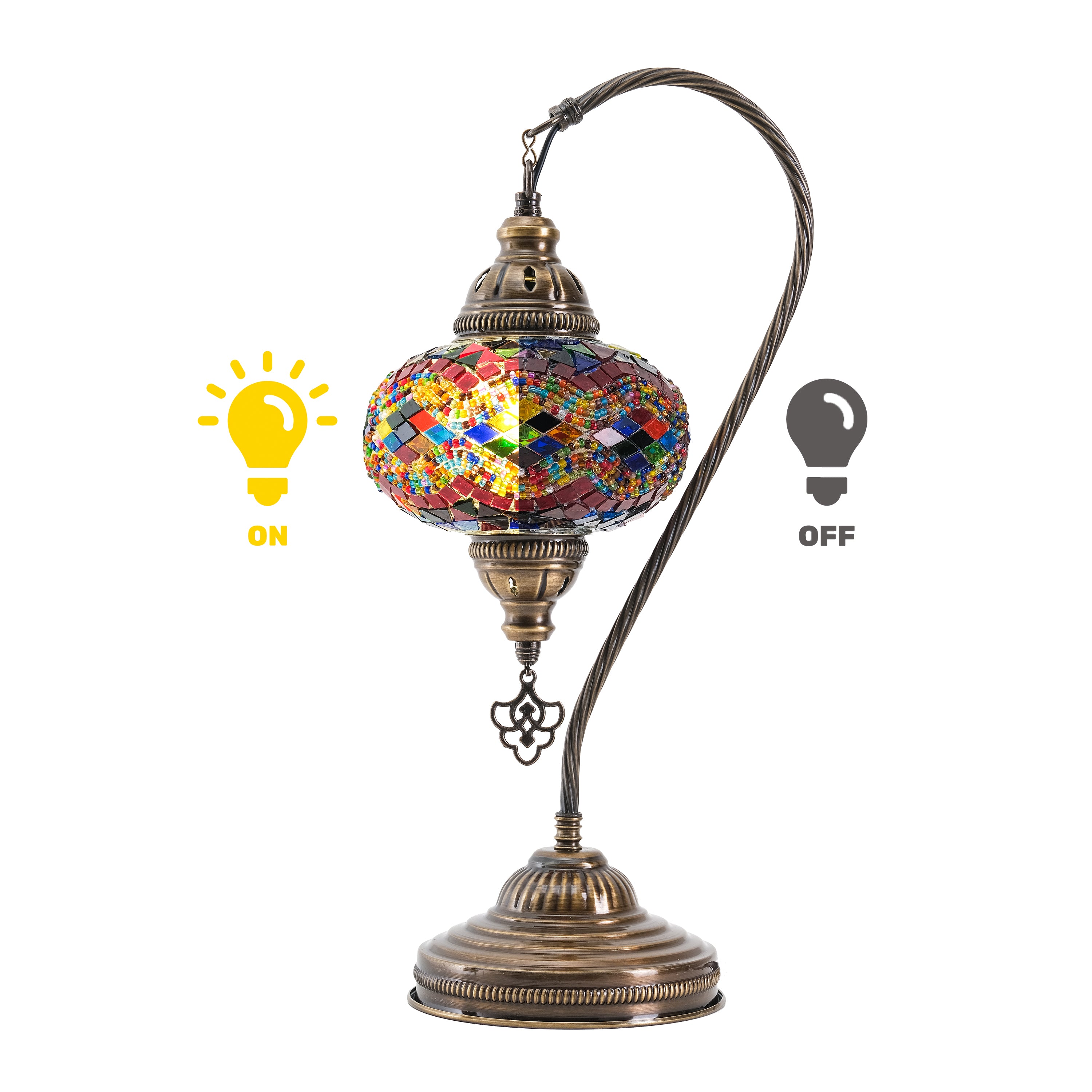 Mozaist Handmade Turkish Mosaic Swan Table Lamp Rainbow