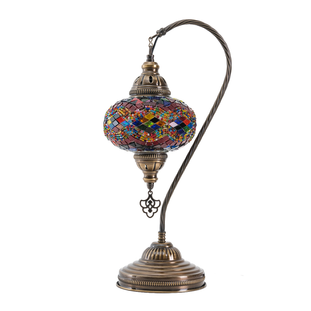 Mozaist Handmade Turkish Mosaic Swan Table Lamp Rainbow