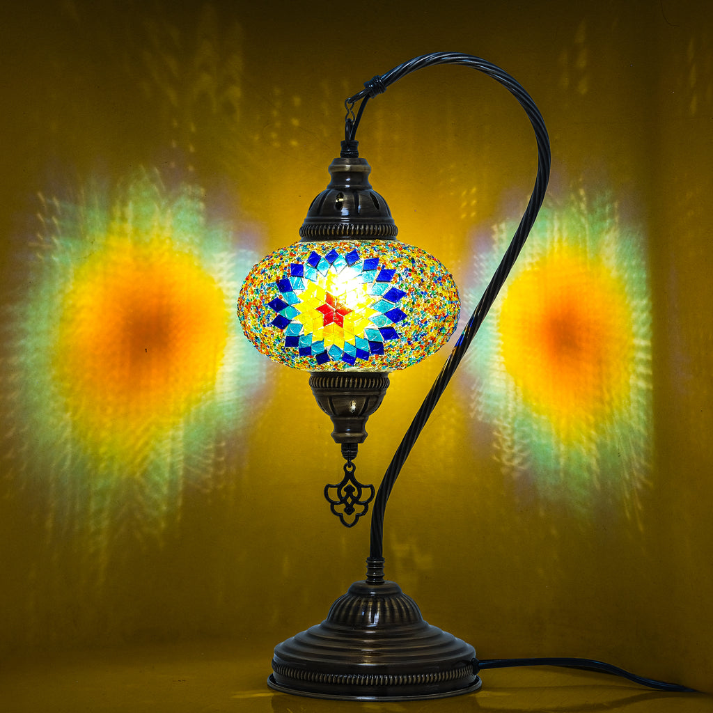 Mozaist Handmade Turkish Mosaic Swan Table Lamp Rainbow