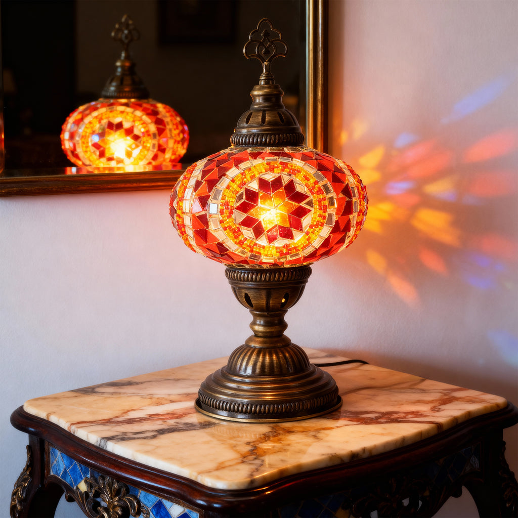 Mozaist Turkish Mosaic Table Lamp Orange
