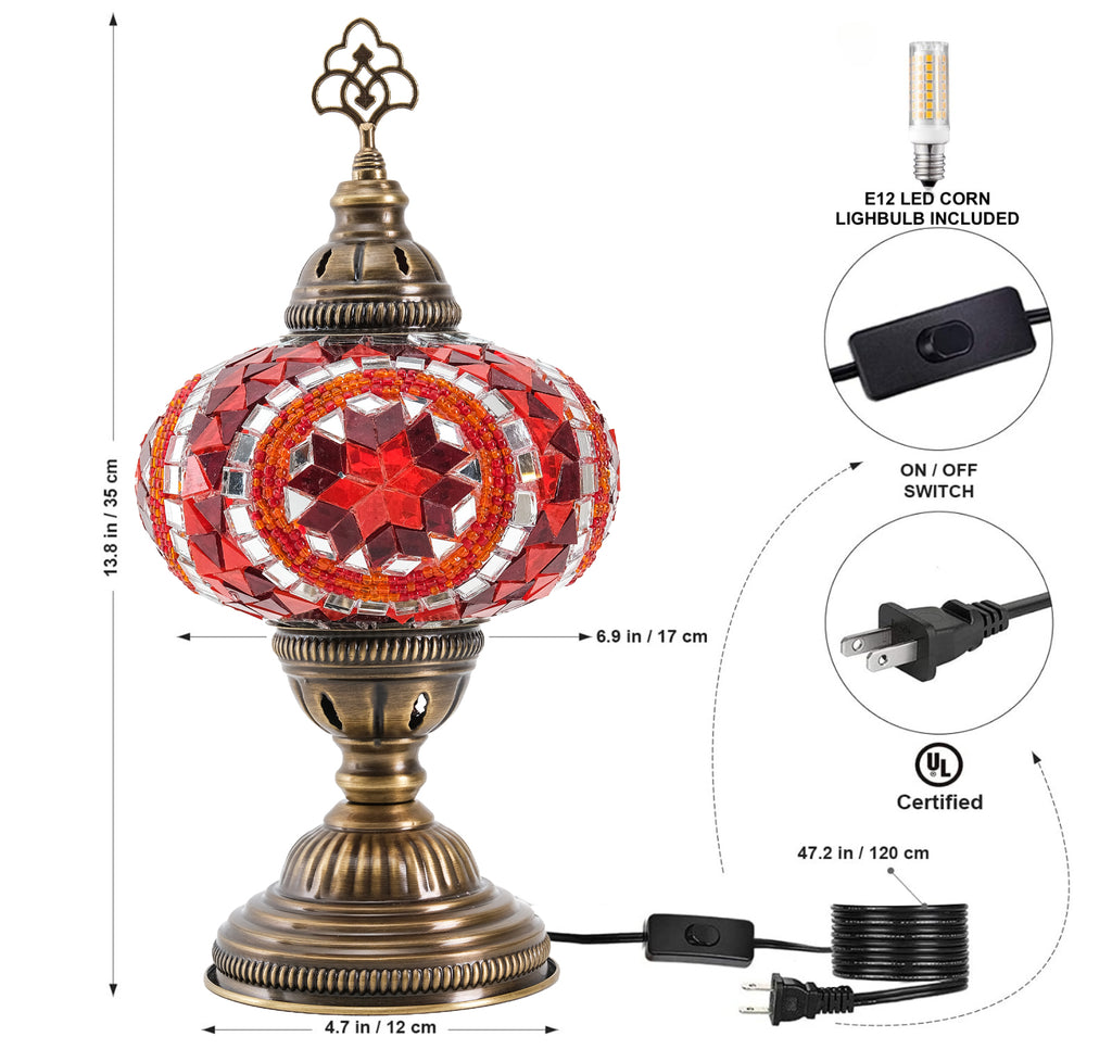Mozaist Turkish Mosaic Table Lamp Orange