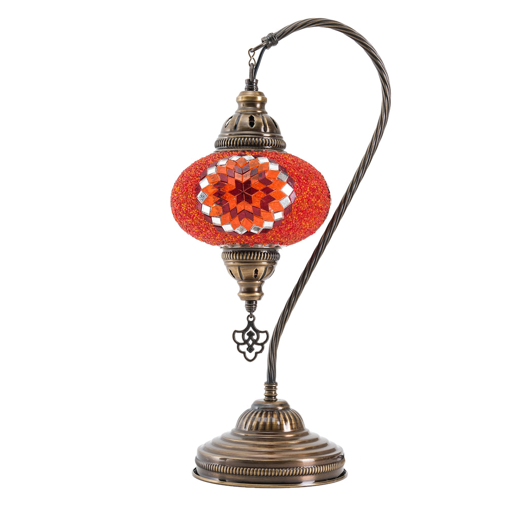 Mozaist Handmade Turkish Mosaic Swan Table Lamp Orange