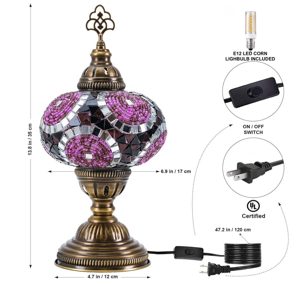 Mozaist Turkish Mosaic Table Lamp Purple