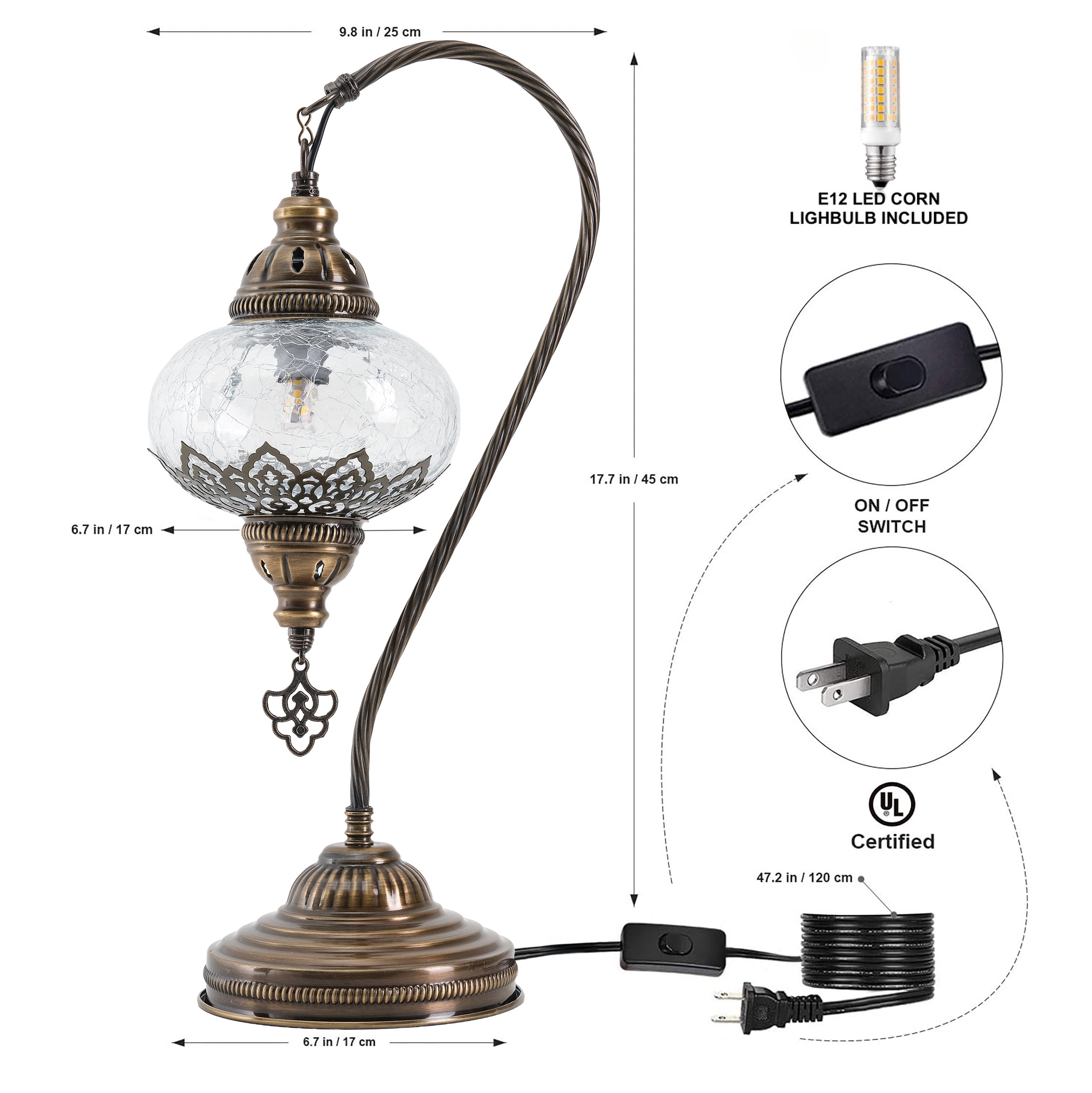 Mozaist Handmade Turkish Swan Table Lamp