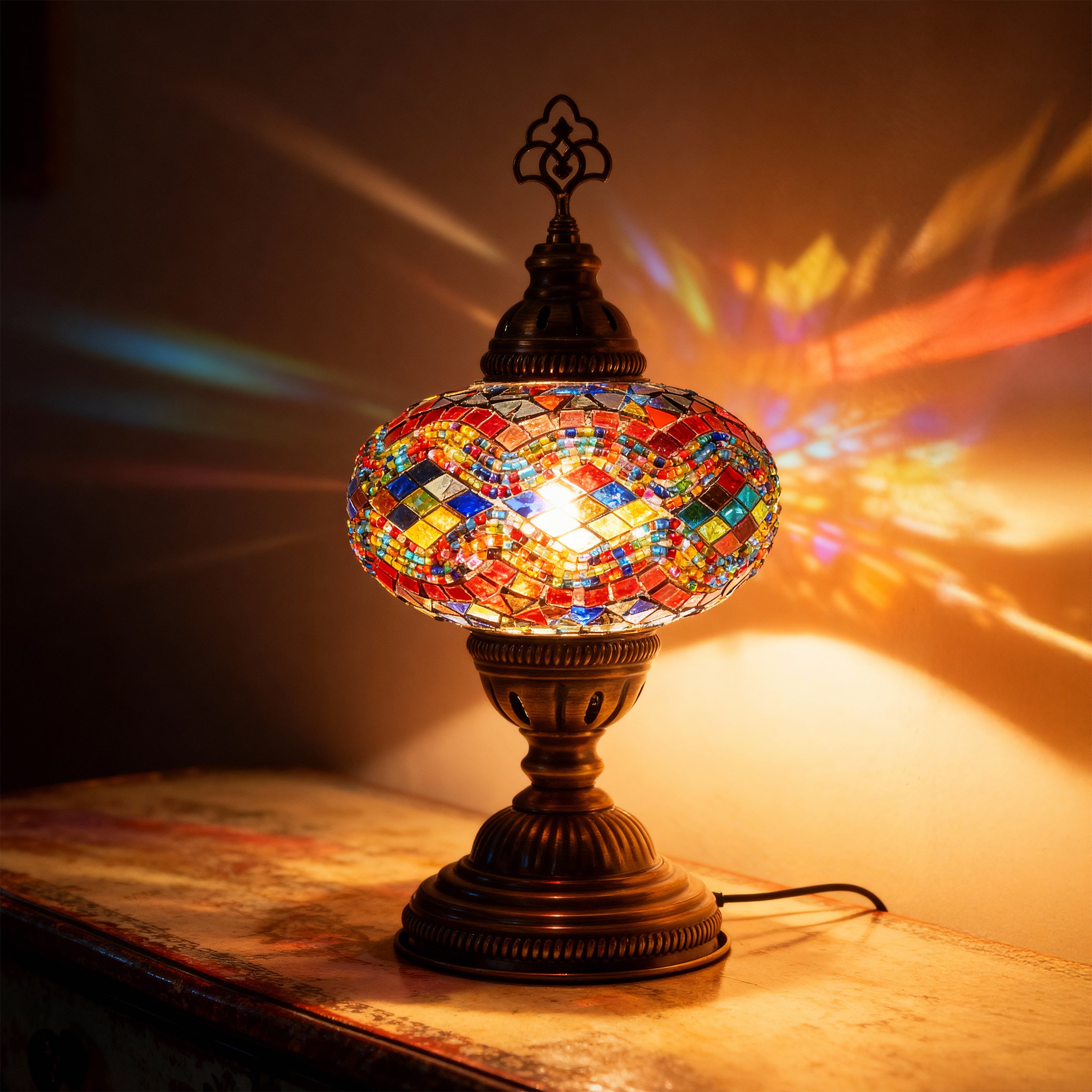 Mozaist Turkish Mosaic Table Lamp Rainbow