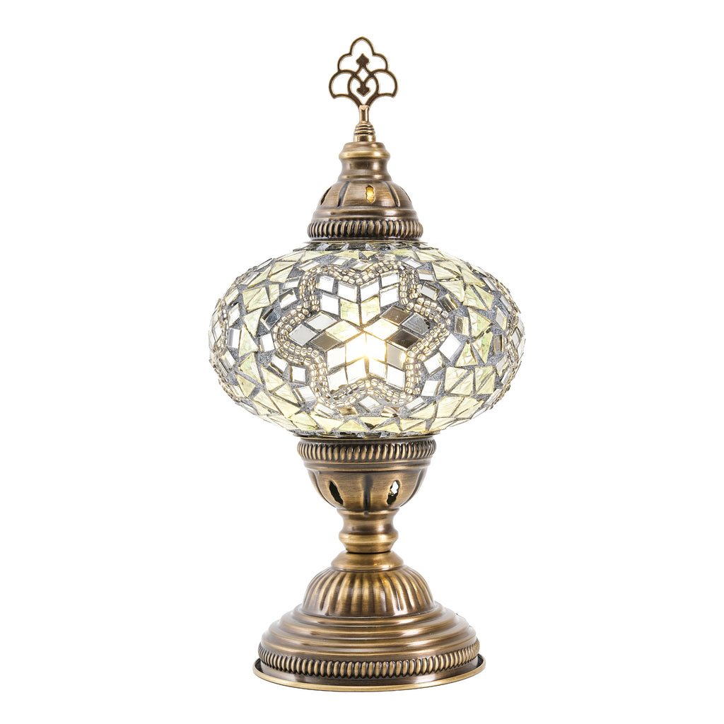 Mozaist Turkish Mosaic Table Lamp White with Black Cement