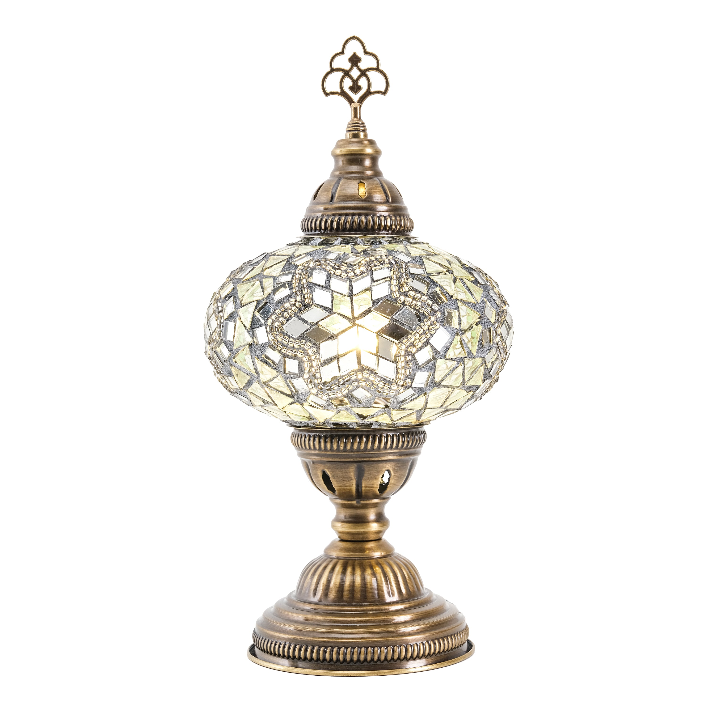 Mozaist Turkish Mosaic Table Lamp White with Black Cement