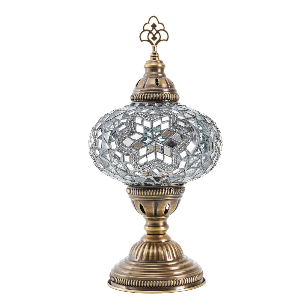 Mozaist Turkish Mosaic Table Lamp White with Black Cement