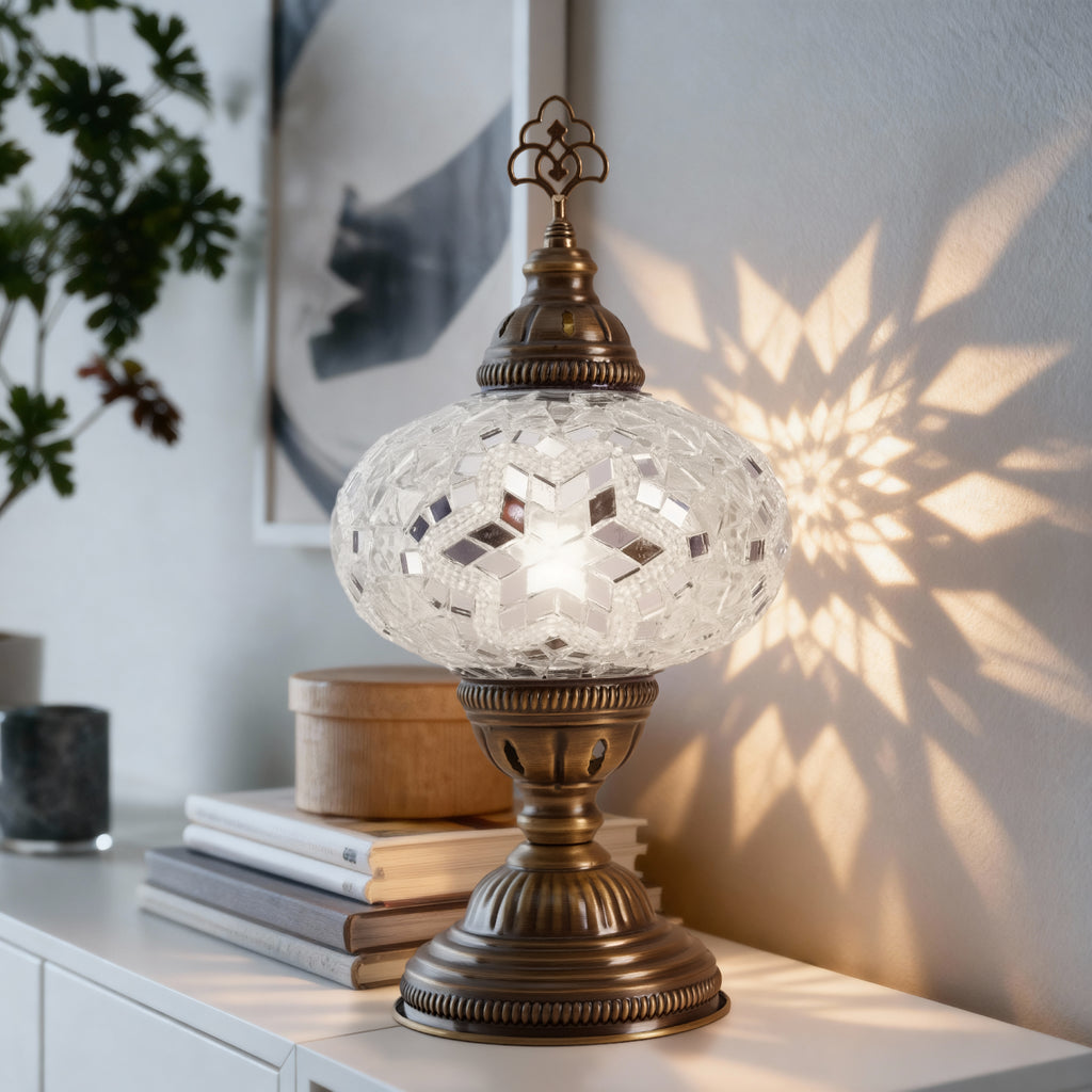 Mozaist Turkish Mosaic Table Lamp White